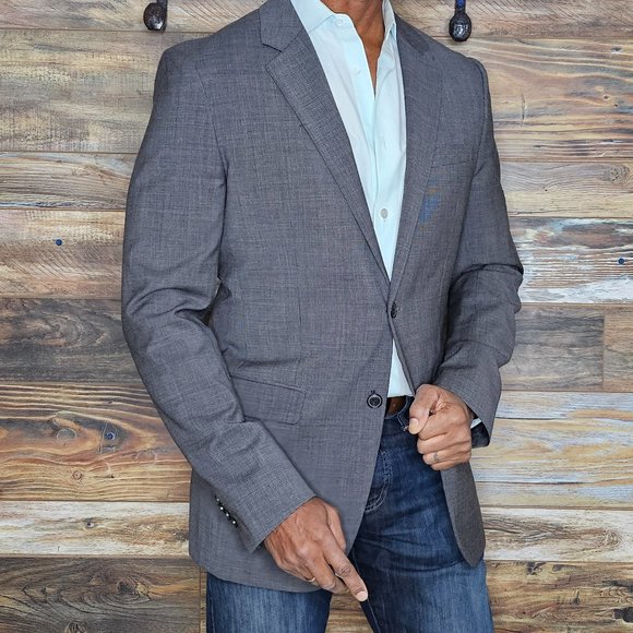 Theory 100% Wool Gray Mini Houndstooth Blazer Sport Jacket Size 40L *EXCELLENT* - Picture 3 of 11